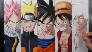 Speed Drawing - NATSU | NARUTO | GOKU |