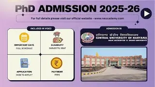 Ongoing PhD Admission 2025-26: Central University of Haryana (CUH) Science Arts Commerce Engineering