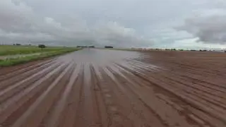 Cotton field flooded after heavy rains in Hockley County, Texas