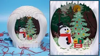 How to make a snow globe popup snowman - 3D Popup SVG for Cricut Projects DIY Sphere sliceform art