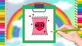 How to Draw Cute Candy with Heart Face | Easy Kawaii Candy Drawing for Beginners