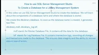 How to use SQL Server Management Studio to Create a Database for a Library Management System