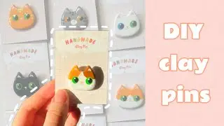 How I made cute air dry clay pins // From start to finish // Relax & clay with me 🐱🌸