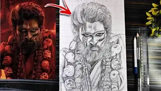 Pushpa 2 Allu Arjun Drawing Outline🔥, Angry Kali Maa Face Drawing, Allu Arjun Face Drawing Pushpa
