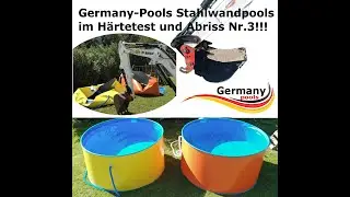 Was hält ein Stahlwandpool aus der Bagger testet es Germany-Pools Rundpool freistehend aufgestellt