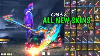 NEW SKIN FREEFIRE | OB32 ALL ITEM SKINS FREEFIRE | ALL  GUN,VEHICLE,GRENADE,GLOOWALL etc. SKINS FF