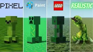 Minecraft Creeper: Pixel vs Paint vs Lego vs Realistic