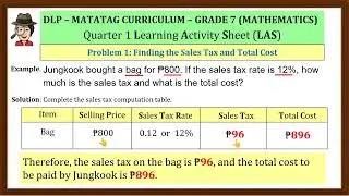 Math 7 Video-Based DLP LAS 9.5 👉 Application of Sales Tax and Sales Tax Rate Made Easy! 🧾💸