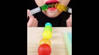 rainbow desserts, drinking sounds, jello shooter, wax candy, edible spoon eating #shorts