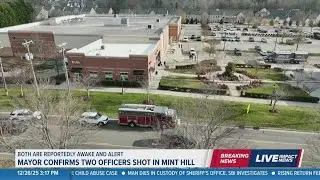 Drone footage shows cleared scene after two officers shot in Mint Hill