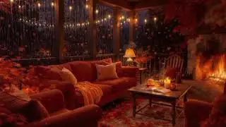 Relaxing Cozy Autumn Living Room 🍂 Fireplace Ambience for Sleep, Relax & Study | Warm Fall Vibes