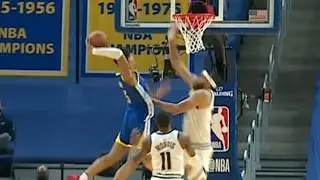 Jordan Poole with the most hilarious dunk over JaVale McGee
