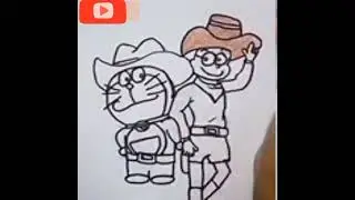 Easy Doraemon drawing || Easy Nobita drawing || Doraemon and Nobita gun drawing || by Abbhiyuday