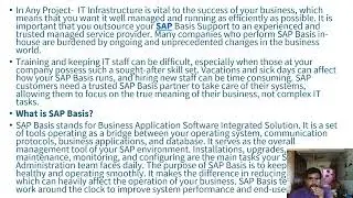 The Benefits of Outsourcing SAP Basis Support in a SAP Project.
