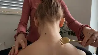 ASMR soft touch neck attention 🤍💫 (with scratching tool & music)