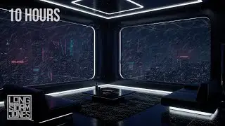 Snowfall Over Neon City | Futuristic Howling Wind & Blowing Snow Ambience to Calm Your Noisy Mind