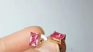 Pink Topaz Gold earring