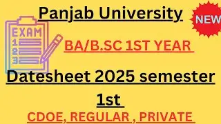Panjab University Ba/B.sc 1st year Datesheet 2025 #pu_chd #pu_datesheet_2025