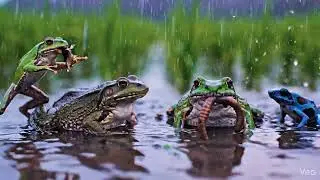 🐸 Frog Feeding Frenzy in Rainy Rice Field