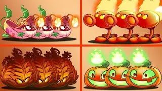 PvZ 2 4 Team Fire Peashooter Vs Pyre Vine Vs Inferno Vs Jack O' Lantern-Which Team Is The Best?