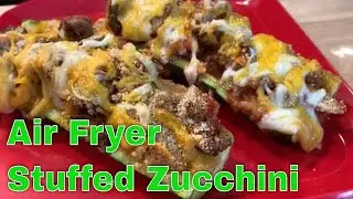 Stuffed Zucchini Boats in your Air Fryer - Ground beef boats!
