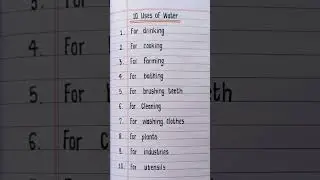 10 Uses of Water | Different uses of Water | Water uses | Benefits of water  #shorts