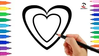 How to Draw heart shape, Painting and Coloring for Kids & Toddlers | Draw, Paint and Learn