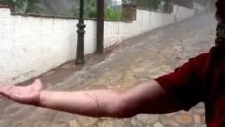 Summer hail storm in Sa Tuna, Begur, Spain