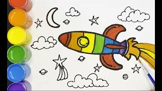 How to draw a Rocket for Kids 🚀🚀 | Rocket Coloring Rainbow colors #51 #rocket