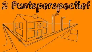 Huis tekenen in het 2 puntsperspectief