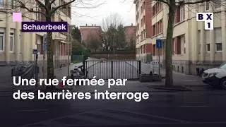 Une rue ferm&eacute;e par des barri&egrave;res &agrave; Schaerbeek