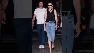 Gigi Hadid rocks denim capris💙and sheer tank top🖤 || #gigihadid #dress #model #fashion #shorts