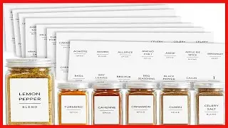 140 Minimalist Spice Jar Labels, Preprinted Black Text on Matte White Water Resistant Vinyl Sticker