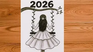 New year 2026 drawing | How to draw pencil sketch scenery 2026 | Easy new year 2026 drawing 
