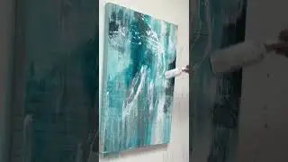 Paint a teal abstract canvas with me #abstractart #texturedart #homedecor