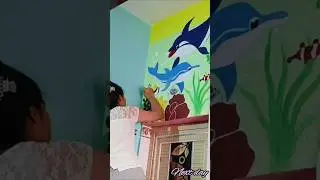 Dolphin wall painting🖌️🐬 #acralic #art #dolphin #wallart #painting #acralicpainting @chitrangonart