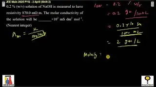 A 0.2% (w/v) solution of NaOH is measured to have a resistivity of 870.0 m&Omega;&middot;m. The molar conductivit