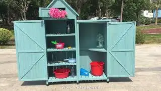 Garden tool storage cabinet