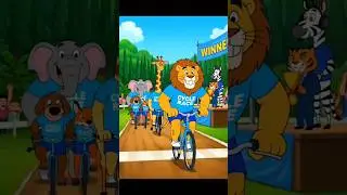 joky lion and Friends cycle race #animation #cartoon #funny #bachonkikahani #cartoonshorts #shorts