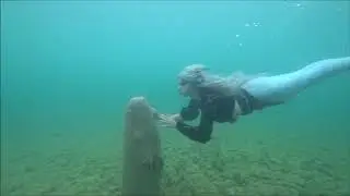 Mermaid Swimming in Glen Haven, MI (SUNKEN DOCKS & SHIPWRECK?!) - Mermaid Phantom Video #mermaids
