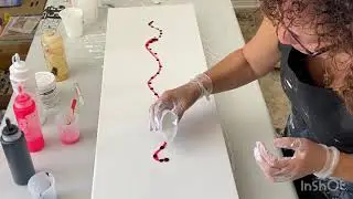 Dutch pour acrylic painting with Fluorescent Pink