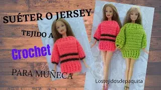 Suéter o Jersey tejido a crochet para muñeca