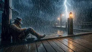 Sitting Alone on the Dock During Heavy Thunderstorm | Rain & Thunder | RDR2 ASMR