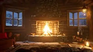 Cozy Rustic Winter Cabin 🔥 Relaxing Piano & Snow Ambience