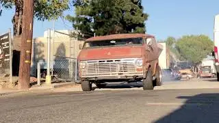 Wheelie van doing a little burnout