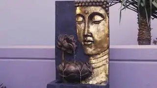 XBrand Buddha Face Zen Water Fountain w/LED Light, Indoor/Outdoor - CR3012BDFTNA