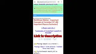 Rectilinear Motion - Important Concepts & Formulae [ IIT-JEE Important Formulas ]#shorts #JEE2021