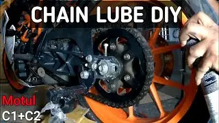 KTM RC 390 CHAIN LUBE DIY || HOW TO LUBE AND CLEAN MOTORCYCLE CHAIN || WITH MOTUL C1 C2