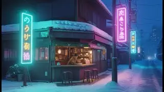 🎶Cozy Lofi Music in Snowy Neon City Alleyway | For Sleeping, Studying, & Relaxing🕯️
