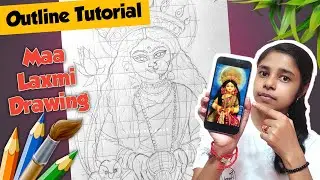 Maa Laxmi Drawing, How to draw maa laxmi, Outline tutorial